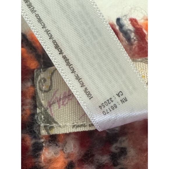 FREE PEOPLE BLANKET SCARF Orange Burgundy Oversized Art To Wear NWOT #5248 - Picture 9 of 10